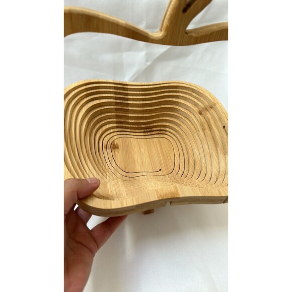 Collapsible Wooden Apple Fruit Basket/ Trivet Kitchen Decor Bar Collectibles - Picture 4 of 7